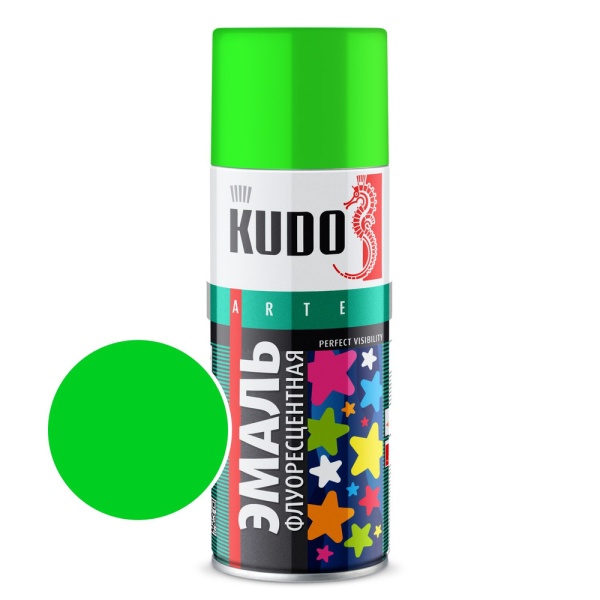 KUDO / KU-1203 Эмаль флуоресцентная зеленая 520 мл (уп.6)