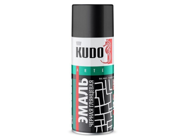 KUDO / KU-1102 Эмаль универсальная черная матовая 520 мл (уп.12)