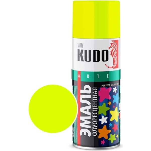 KUDO / KU-1204 Эмаль флуоресцентная лимонно-желтая 520 мл (уп.6)
