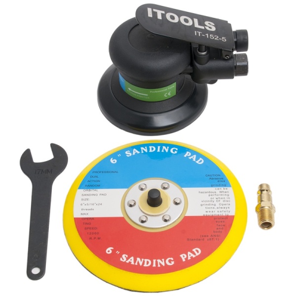 ITOOLS/ IT-152-5 Машинка шлифов.пневматич.,орбита 5мм,подложка 152мм  без отв.